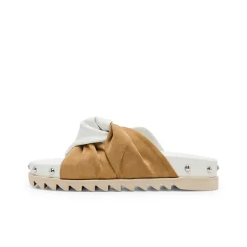 Lost In Echo Abrasion Resistant Slip Resistant Odor Resistant Slide Slippers Women's White Brown