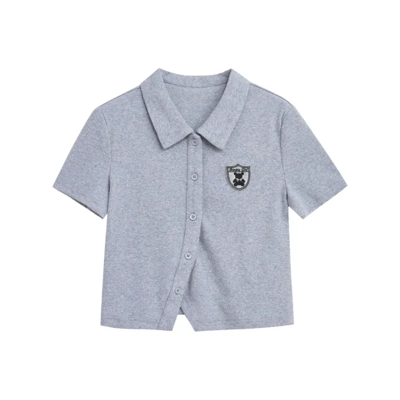 ZIHAN Polo Shirts Women's Gray-0