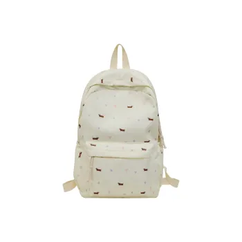 YUANTUZHE Nylon Backpack Women's Dachshund White/Floral Dog White