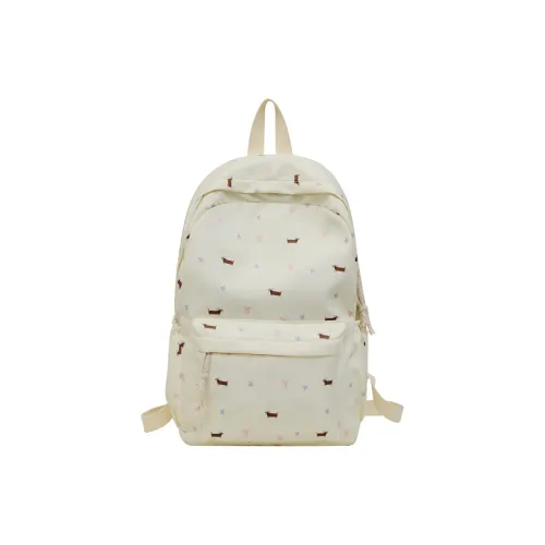 YUANTUZHE Nylon Backpack Women's Dachshund White/Floral Dog White