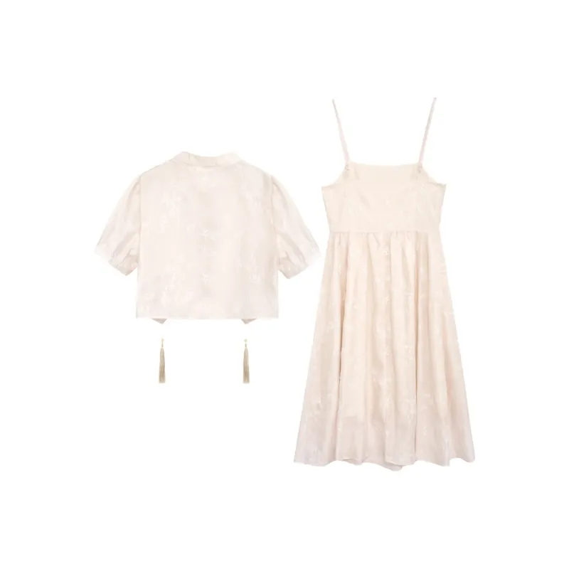 ZIHAN Skirt Set Women's Beige Base With Embroidery-1