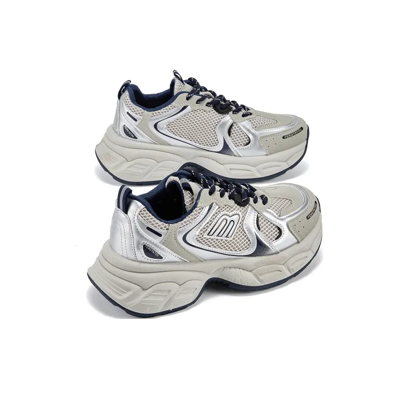 La Chapelle Cushioning, Slip Resistant, And Breathable Low Top Chunky Sneakers Women's Blue-2
