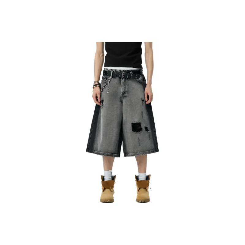 JHYQ Denim Shorts Unisex Black-0