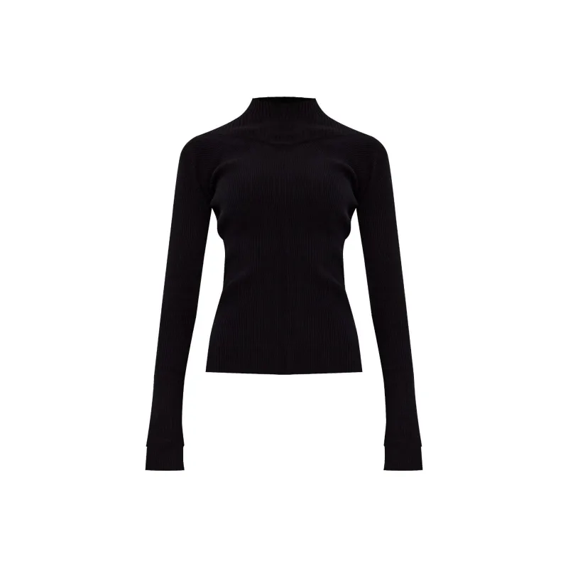 Victoria Beckham High Neck Ribbed Top-0