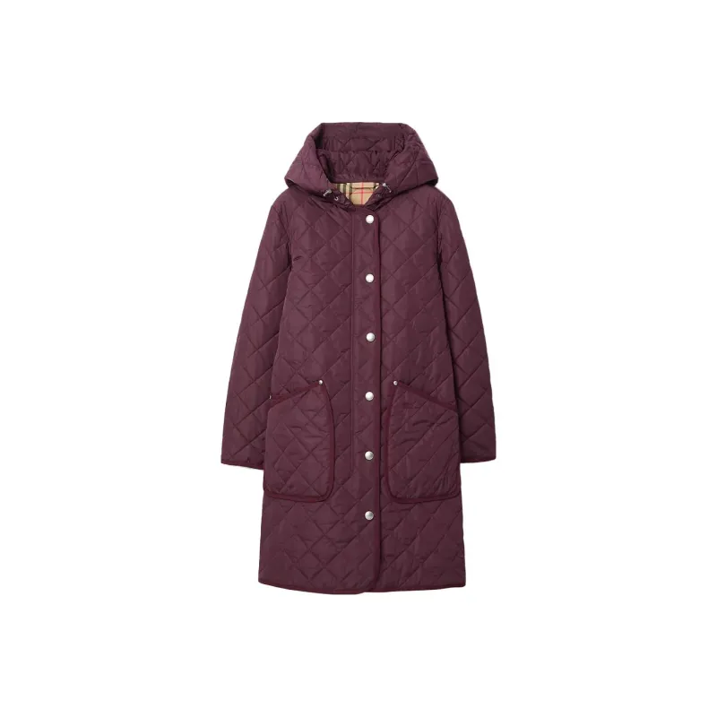 Burberry Coats Women's Dark Purple Red-0