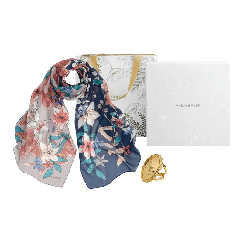 MARJAKURKI Silk Long Scarf Women's-13