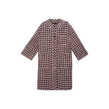 GUCCI Houndstooth Patterned Coat Black Pink