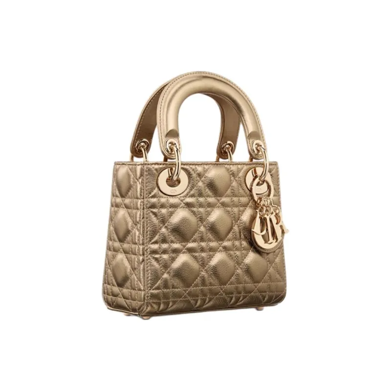 DIOR Lady Dior Calfskin One Shoulder Handbag Mini Women's Metal Bronze-2