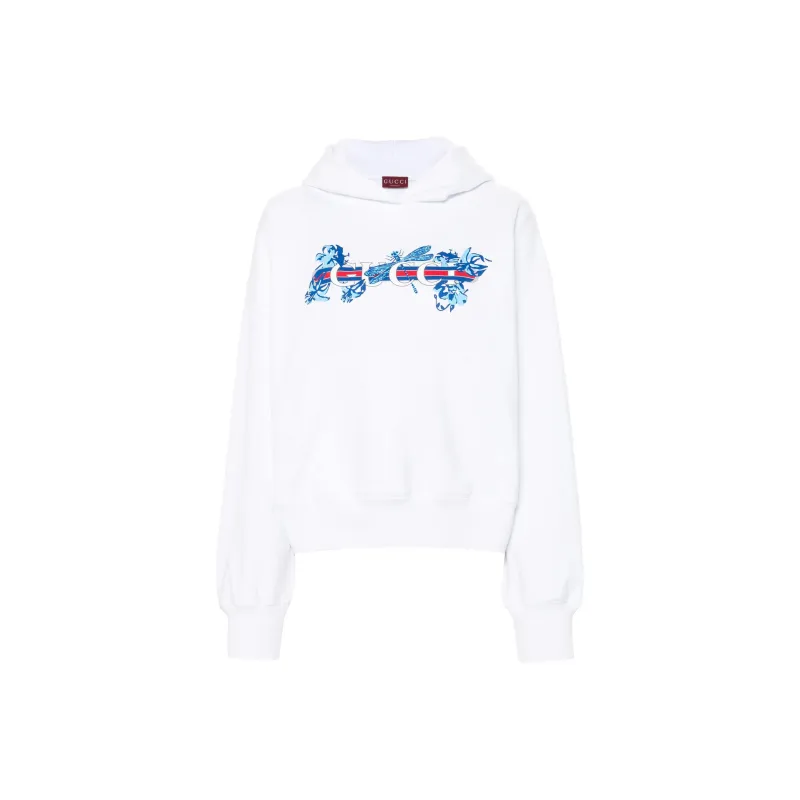 GUCCI Drop Shoulder Logo Printed Hoodie-0