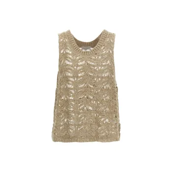 Brunello Cucinelli Openwork Knitted Sleeveless Top