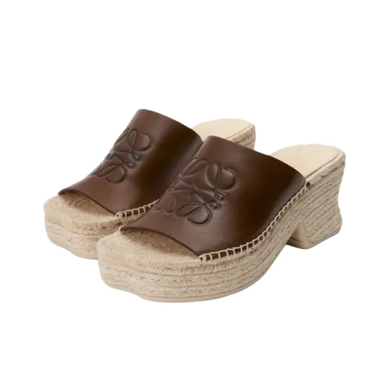LOEWE Petal Slide Slippers 8cm Women's Brown-2