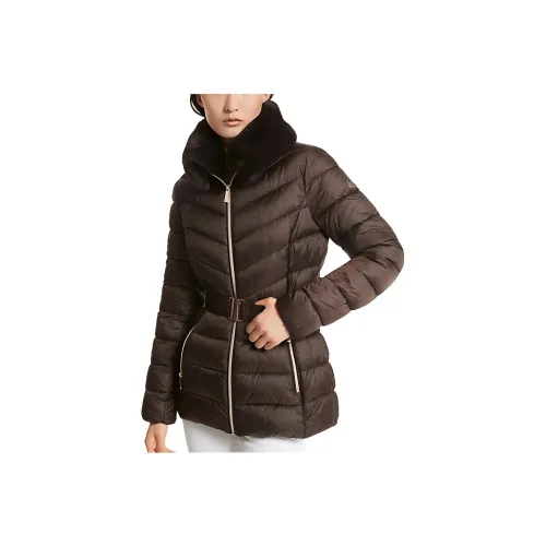 MICHAEL KORS Faux Fur Trim Quilted Nylon Packable Puffer Puffer Jacket Women's Chocolate