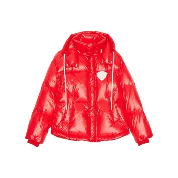 Ed Hardy FW23 Down Jacket Women's Warm Fluorescent Rose Red