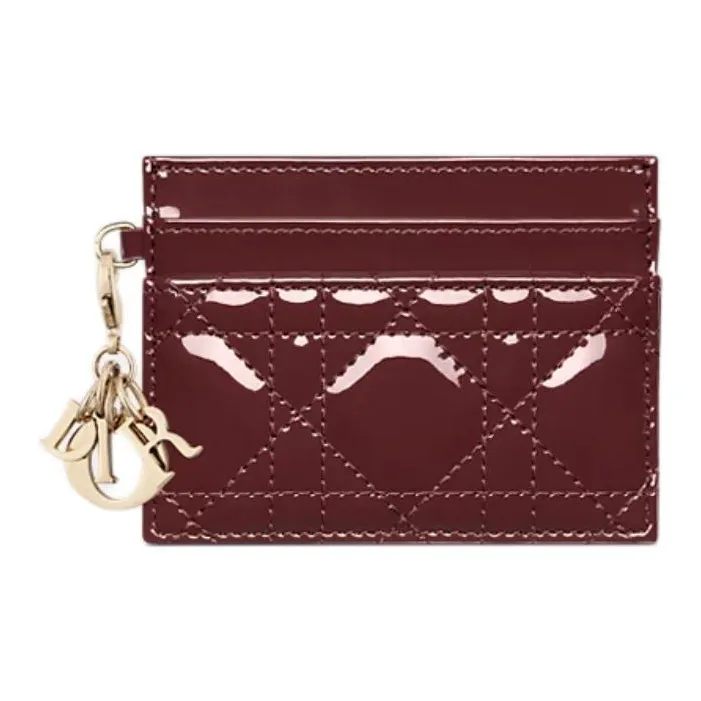 DIOR Lady Dior Calfskin Card Holder Women's Dahlia Red-0