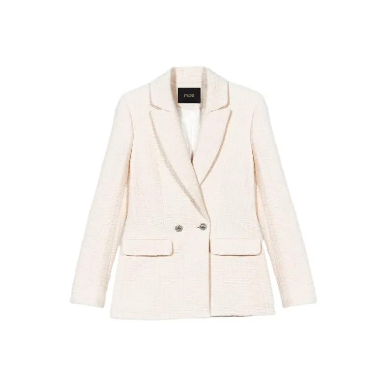 Maje Double-breasted Tweed Blazer-0