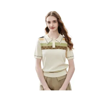 NAWAIN Knitwear Women's Apricot Green Yellow Stripe