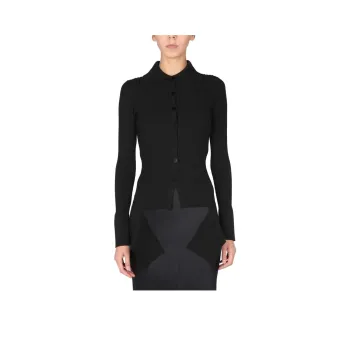 ANDREĀDAMO Ribbed Buttoned up Knitted Top