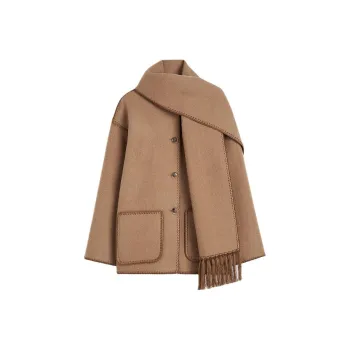 TOTEME Buttoned Whipstitch-Trim Scarf Jacket