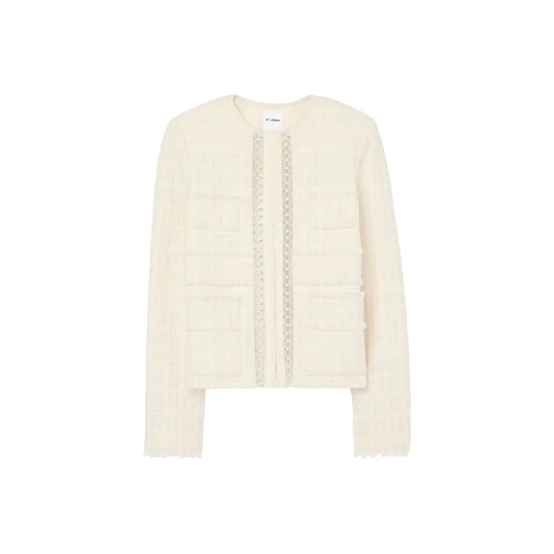 St. John Pearl-embellished Tweed Jacket-0
