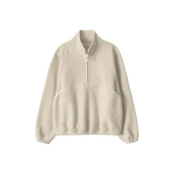 NOTHING WRITTEN FW24 Woolly Fleece Pullover Sweatshirt Women's Ivory/Ivory