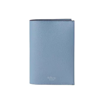 Mulberry Small Grain Leather Passport Holder Small Size Women's Blue Gray