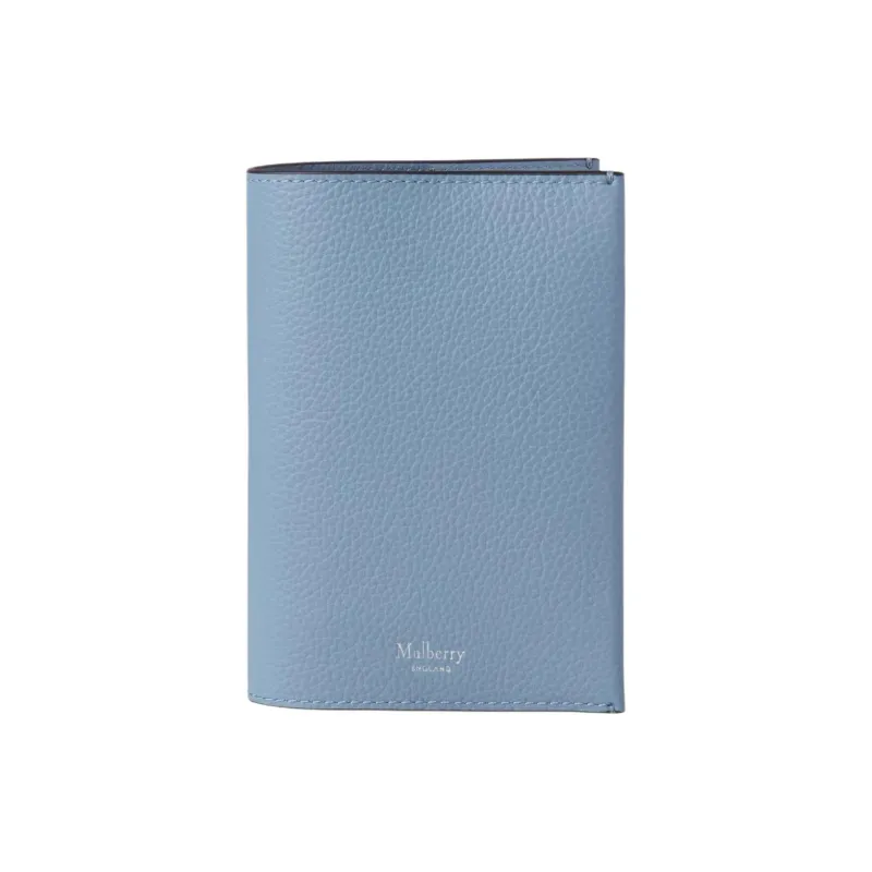 Mulberry Small Grain Leather Passport Holder Small Size Women's Blue Gray-0