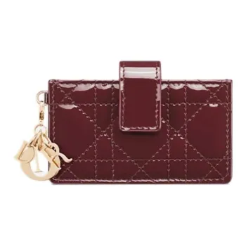 DIOR Lady Dior Calfskin Card Holder Women's Dahlia Red