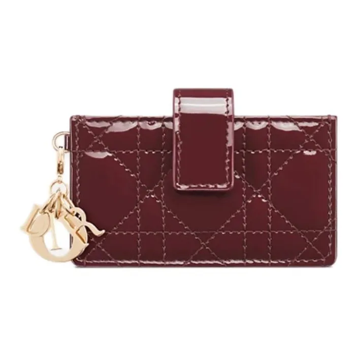 DIOR Lady Dior Calfskin Card Holder Women's Dahlia Red-0