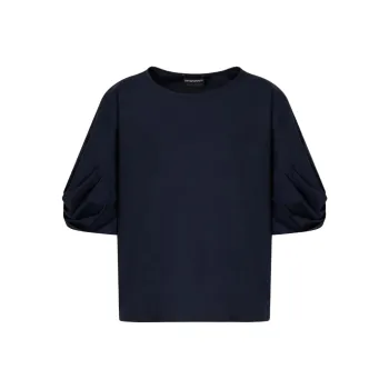 EMPORIO ARMANI Poplin Blouse With Twisted Sleeves