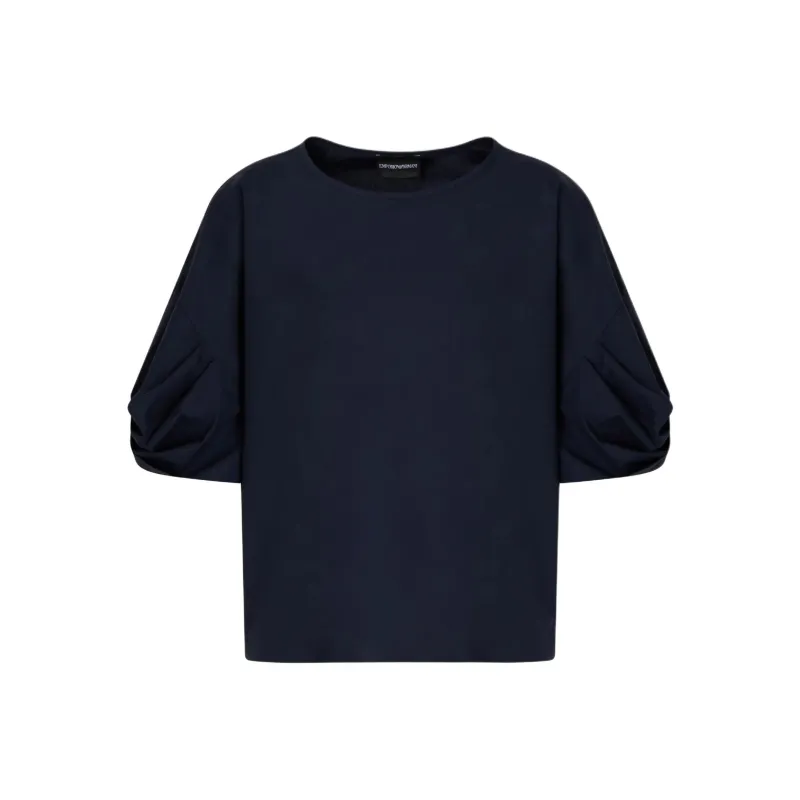 EMPORIO ARMANI Poplin Blouse With Twisted Sleeves-0