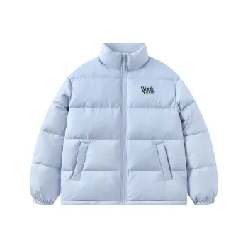 WORKSOUT Duck Down Letter Print Thermal Stand Collar Loose Fit Down Jacket Unisex