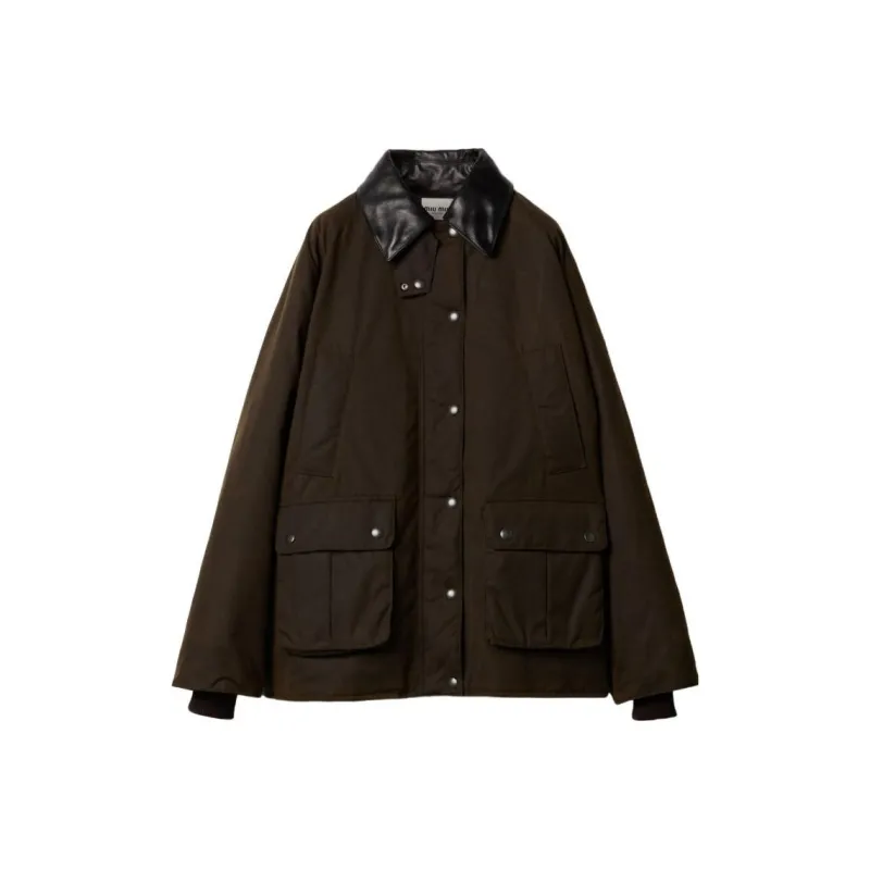 MIU MIU Waxed Canvas Padded Jacket 'Ebony'-0