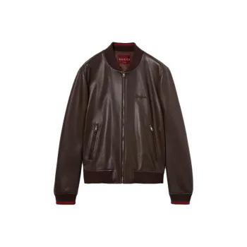 GUCCI Leather Jacket Coat Men's Brown