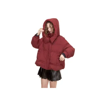 ELF SACK 90 Fill Power White Duck Down Angora Red Hooded Down Jacket Women's