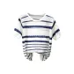White Base Navy Blue Stripes