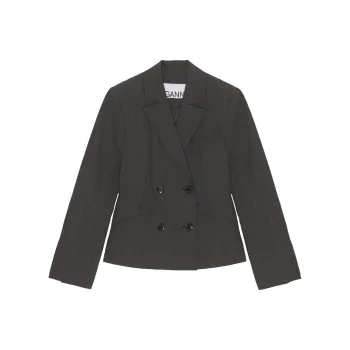 GANNI Double-breasted Mélange Blazer
