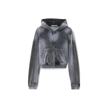Alexander Wang Shrunken Zip Up Jacket Washed Feather