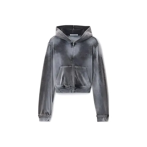 Alexander Wang Shrunken Zip Up Jacket Washed Feather