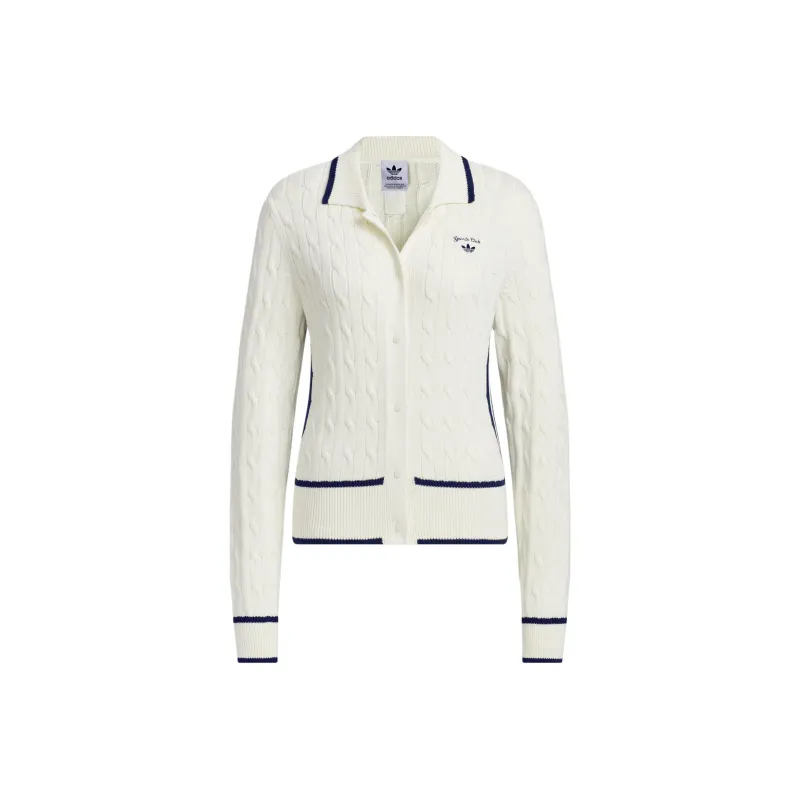 Adidas Originals RETROCARDIGAN SS25 SPORTY CLUB Knitwear Women's Jade White-0