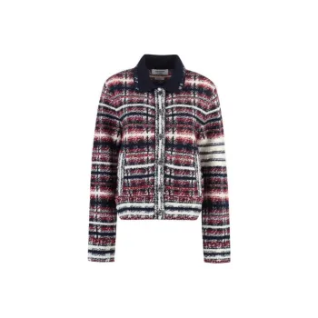 THOM BROWNE Check-Printed 4-Bar Buttoned Jacket