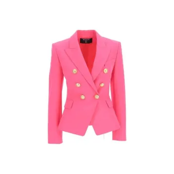 BALMAIN Grain De Poudre Double Breasted Jacket 'Pink'