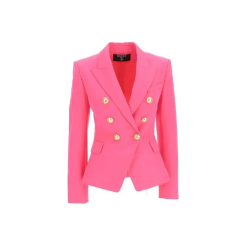 BALMAIN Grain De Poudre Double Breasted Jacket 'Pink'