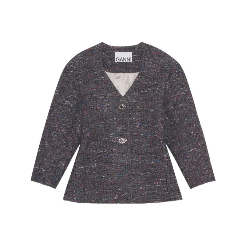 GANNI Fitted Wool-blend Blazer-0