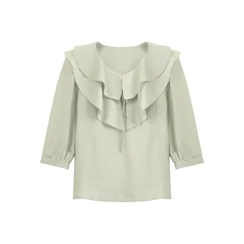 She Enjoys Chiffon Shirt Women's Water Gray Green