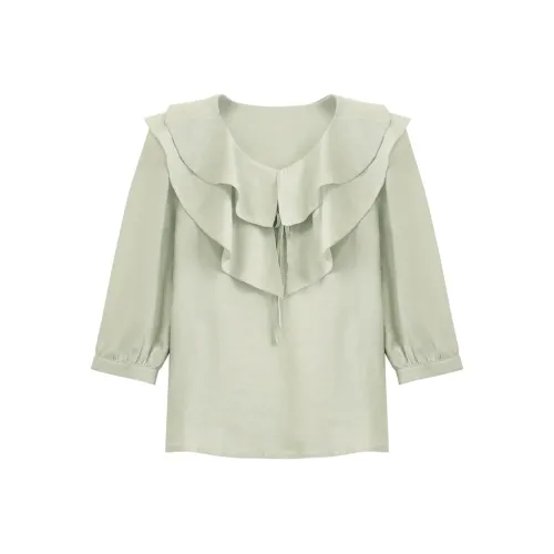 She Enjoys Chiffon Shirt Women's Water Gray Green