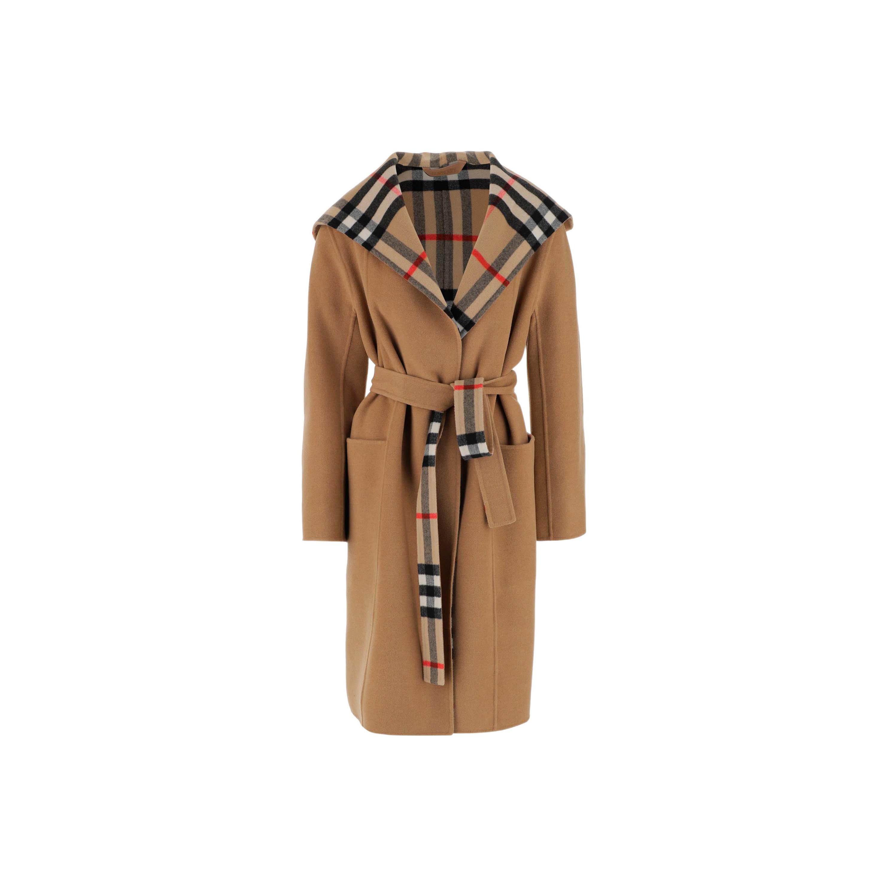 【BURBERRY】BIG Sale★Wrap Coat リバーシブル Reversible Wool Hooded Wrap Coat in Sand - Women | Burberry