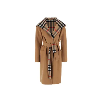Burberry Tie Waist Hooded Wrap Coat