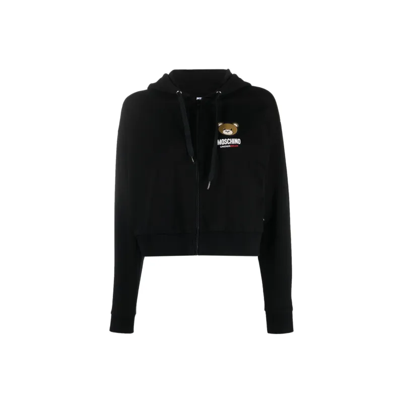 MOSCHINO Teddy Bear Patch Zipped Hoodie-0