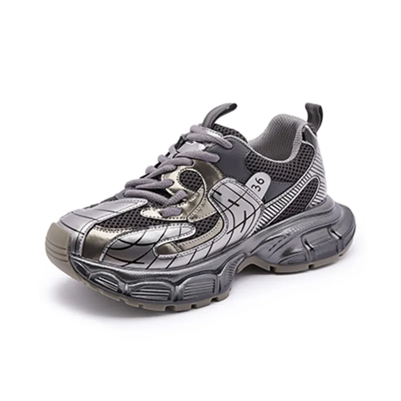 BBMTR Chunky Sneakers Women's Low Top Black/gunmetal/apricot-6