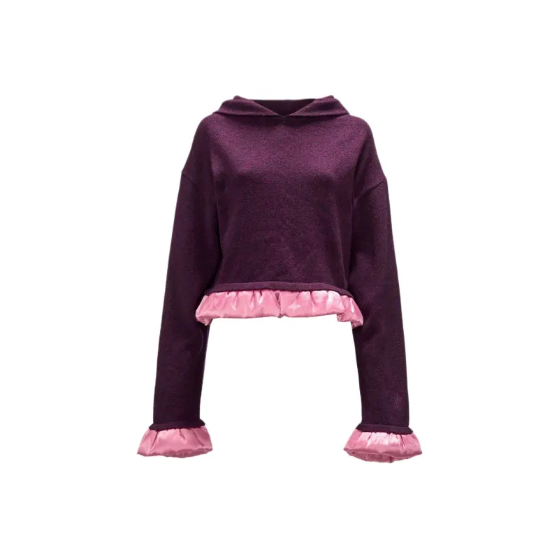 JW Anderson Satin Detailed Cropped Hoodie-0